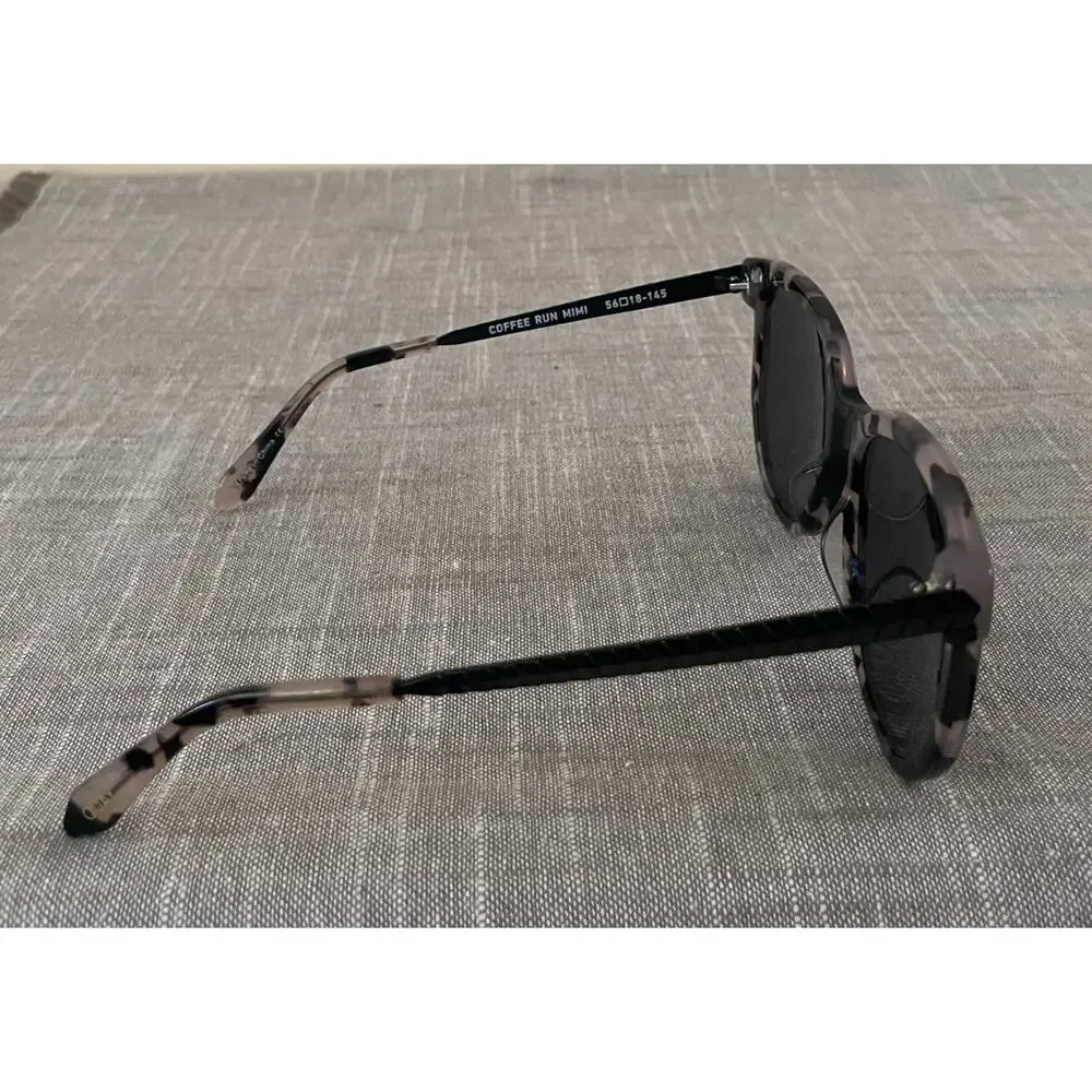QUAY Coffee Run MiMi Womens Black Gray Tortoise Polarized Round Sunglasses - Picture 4 of 14